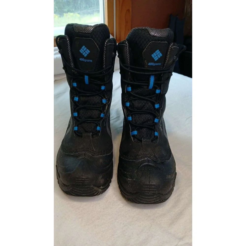Columbia Big Boys Size 5 Insulated Waterproof Winter Boots Black Blue BY5955-010